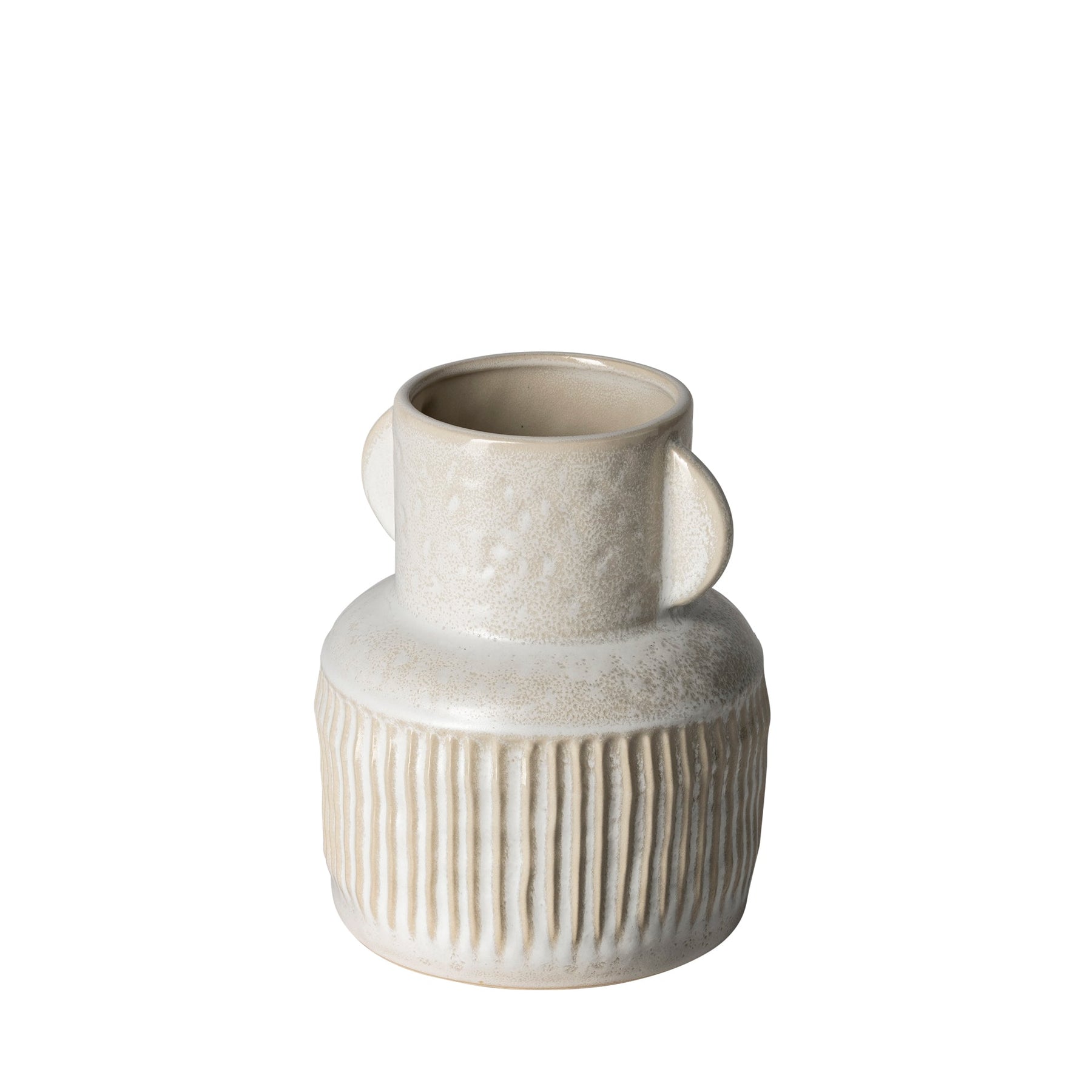Small Ribbed Eggshell Ceramic Vase