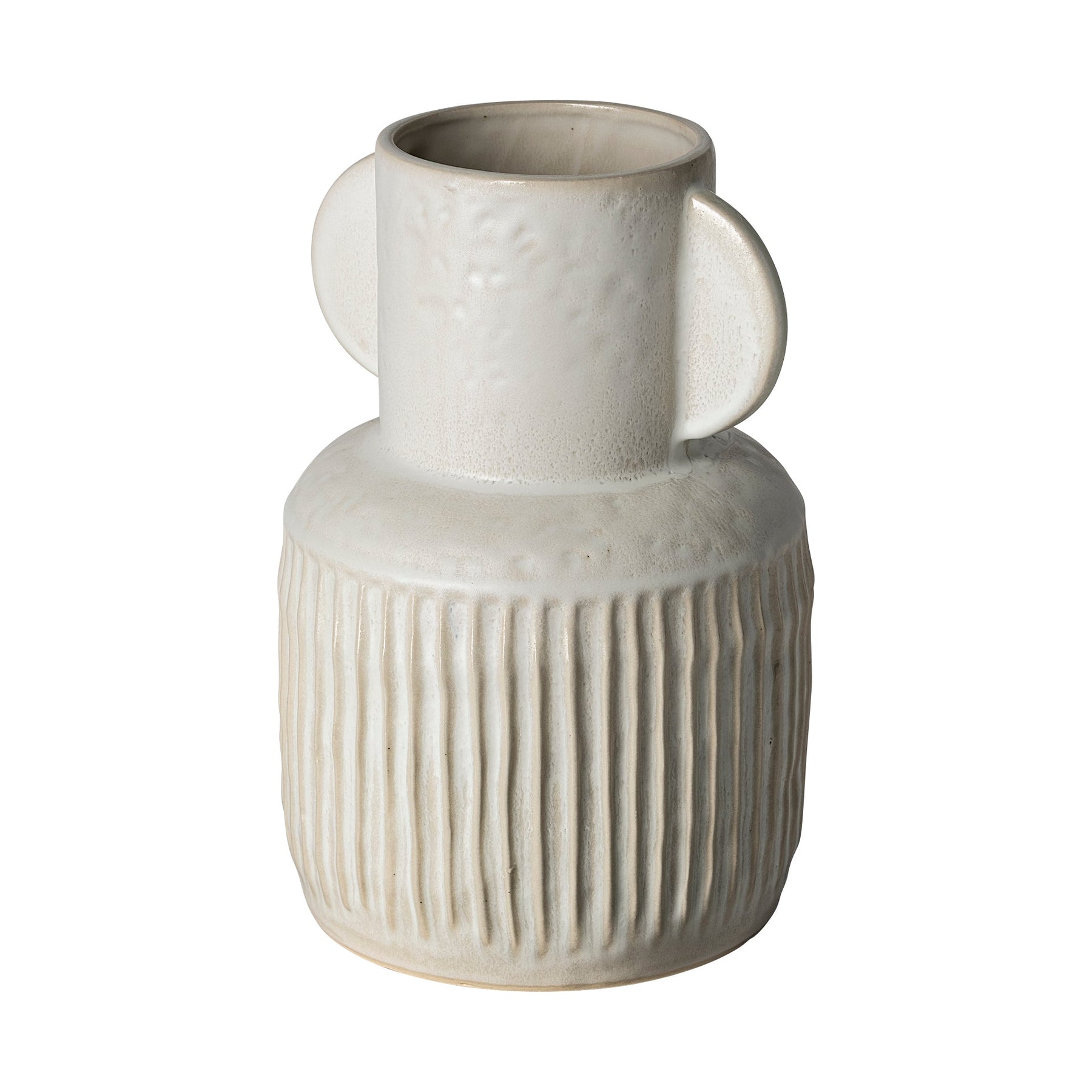 Large Ribbed Eggshell Ceramic Vase