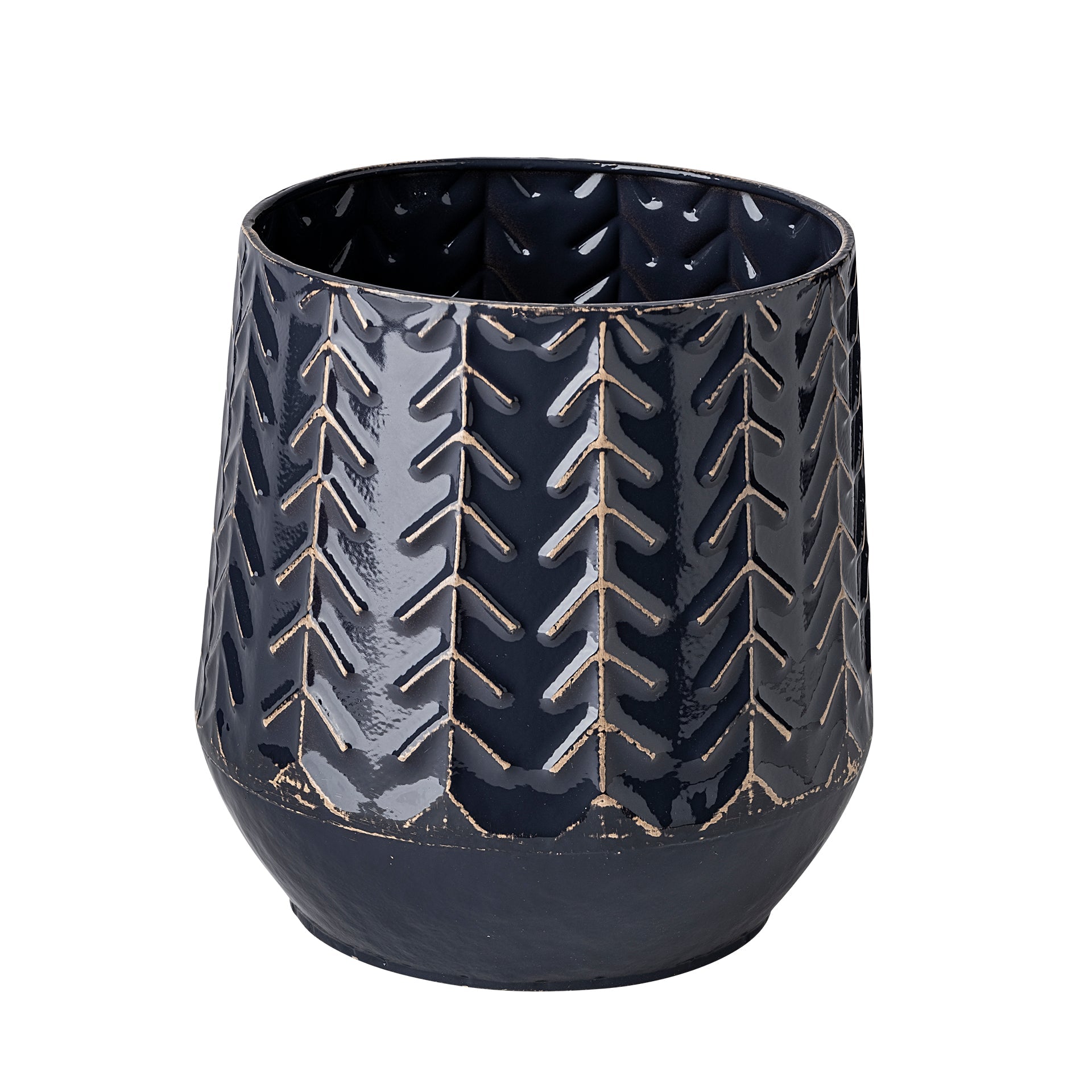 Dark Blue Chevron Metal Vase