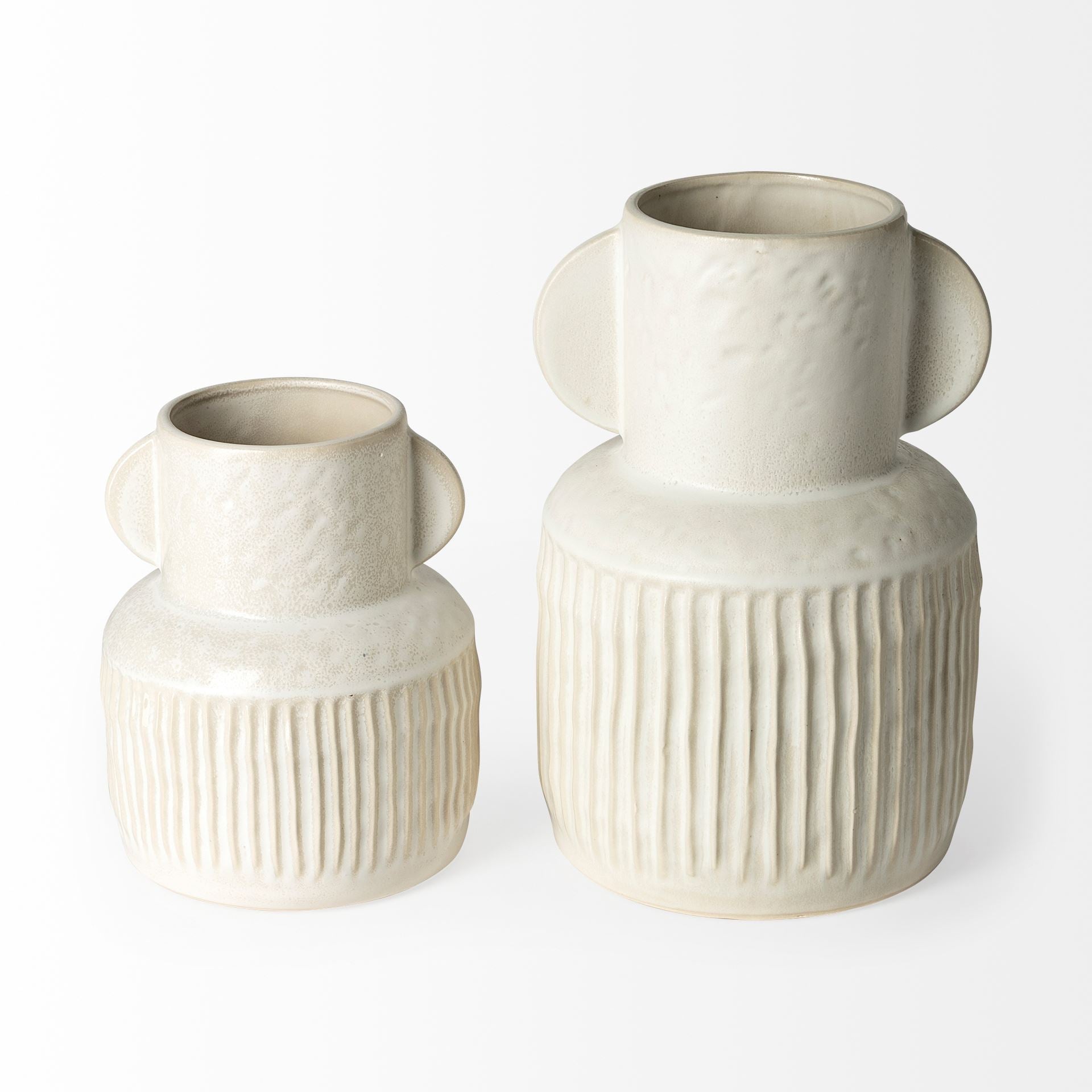 Large Ribbed Eggshell Ceramic Vase