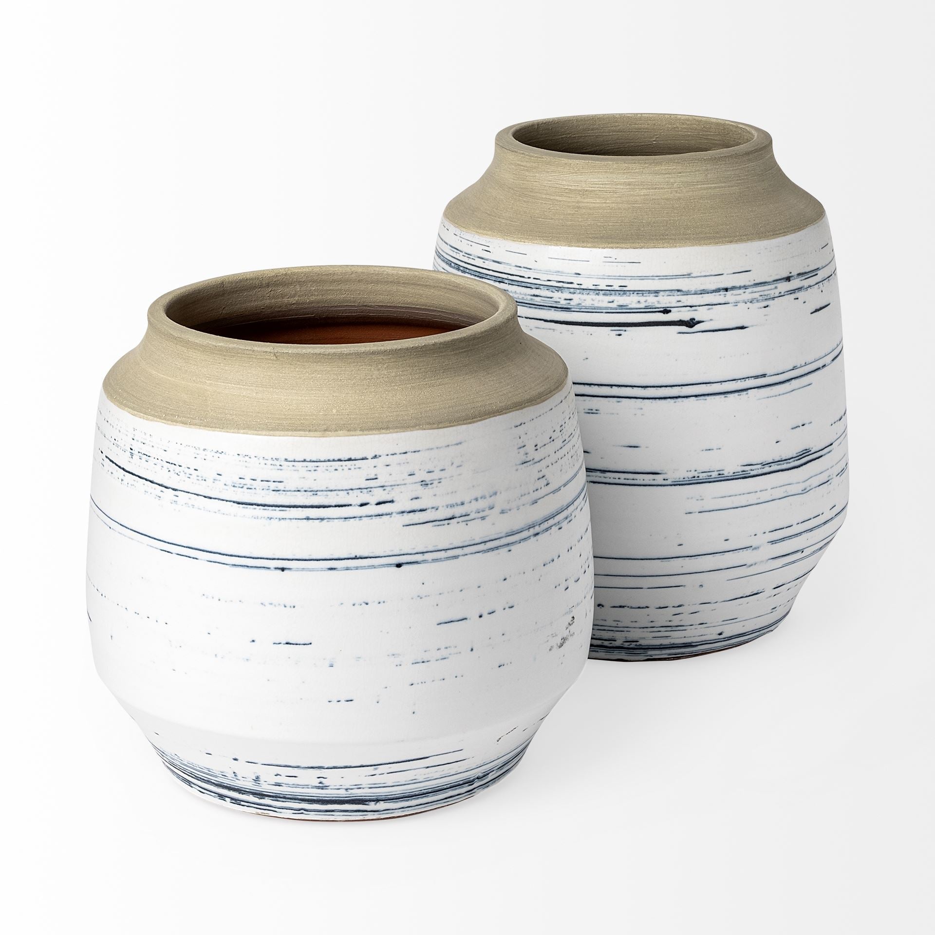 Short Blue Pattern Ceramic Vase