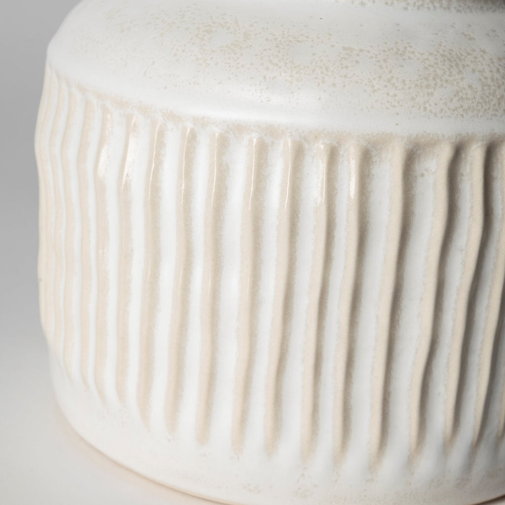 Small Ribbed Eggshell Ceramic Vase