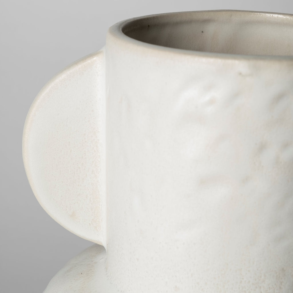 Large Ribbed Eggshell Ceramic Vase