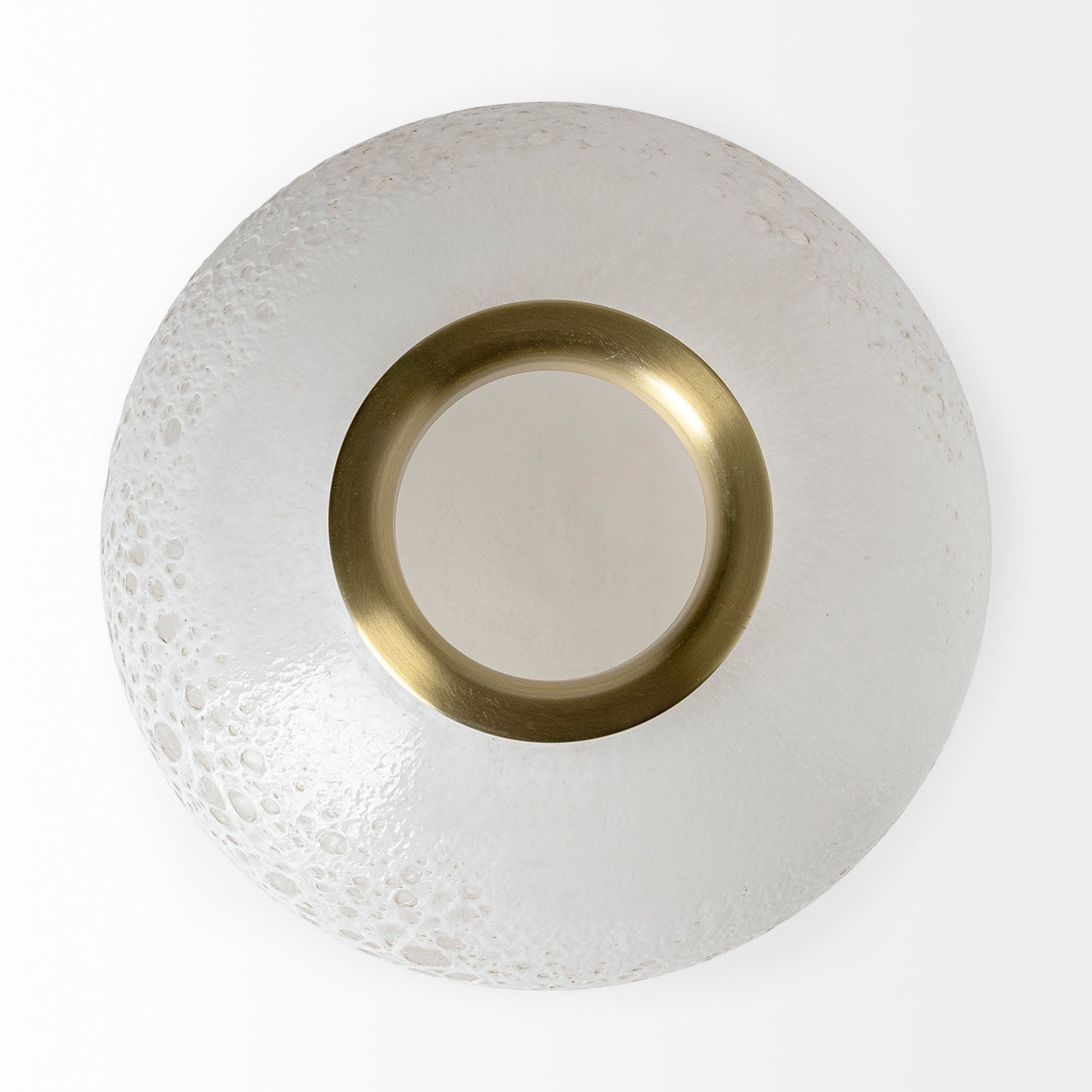 Short White Glass Vase with Gold Rim