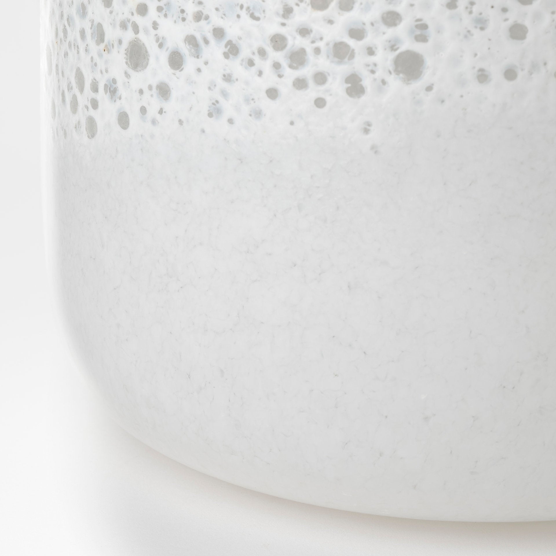 Short White Glass Vase with Gold Rim