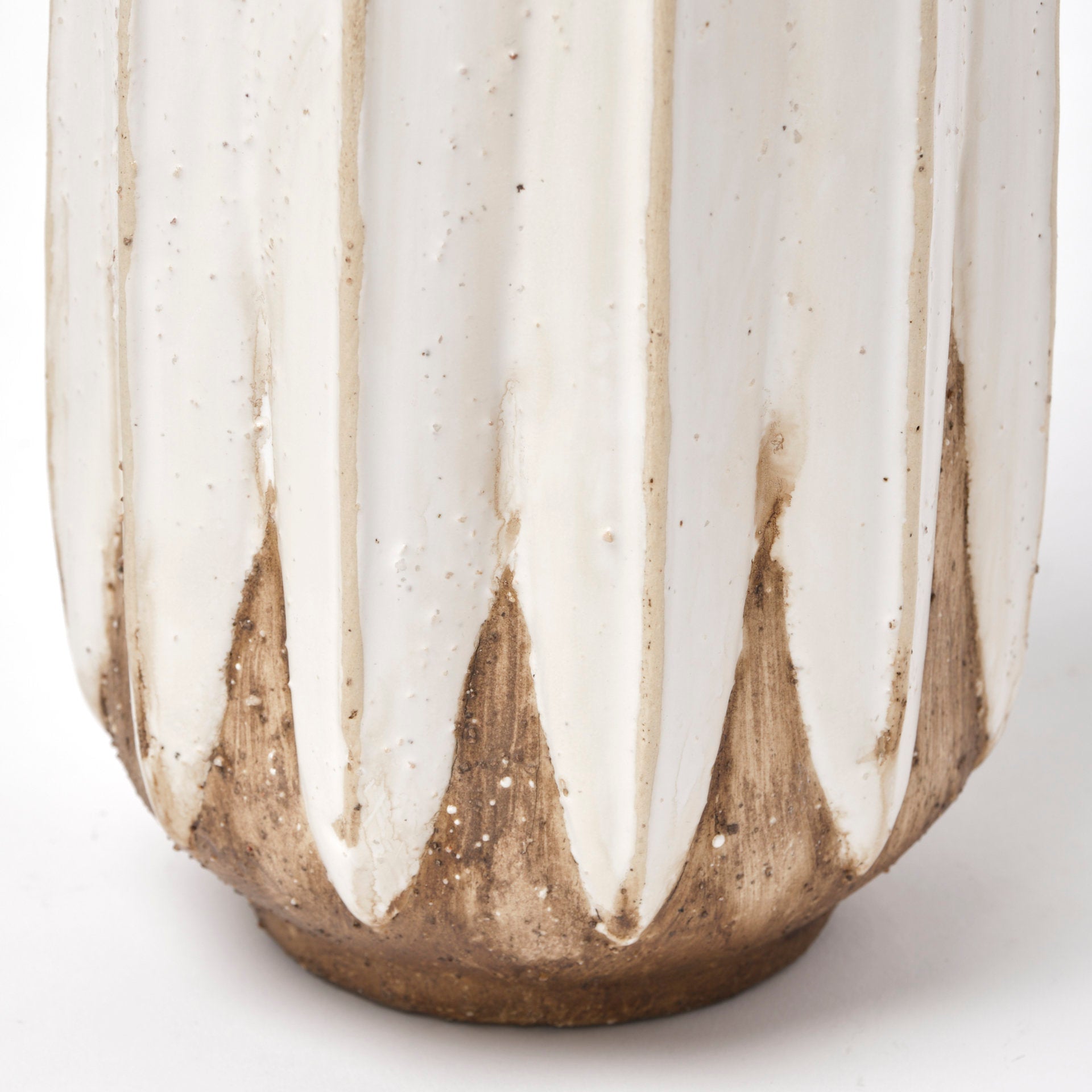 Short Rustic Brown White Ceramic Vase