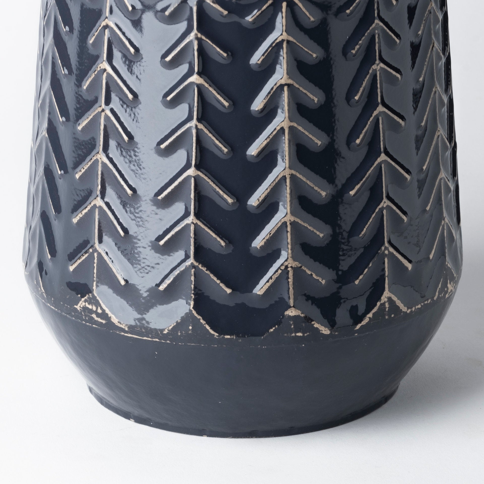 Dark Blue Chevron Metal Vase