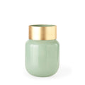 Green Glass Vase with Gold Metal Neck