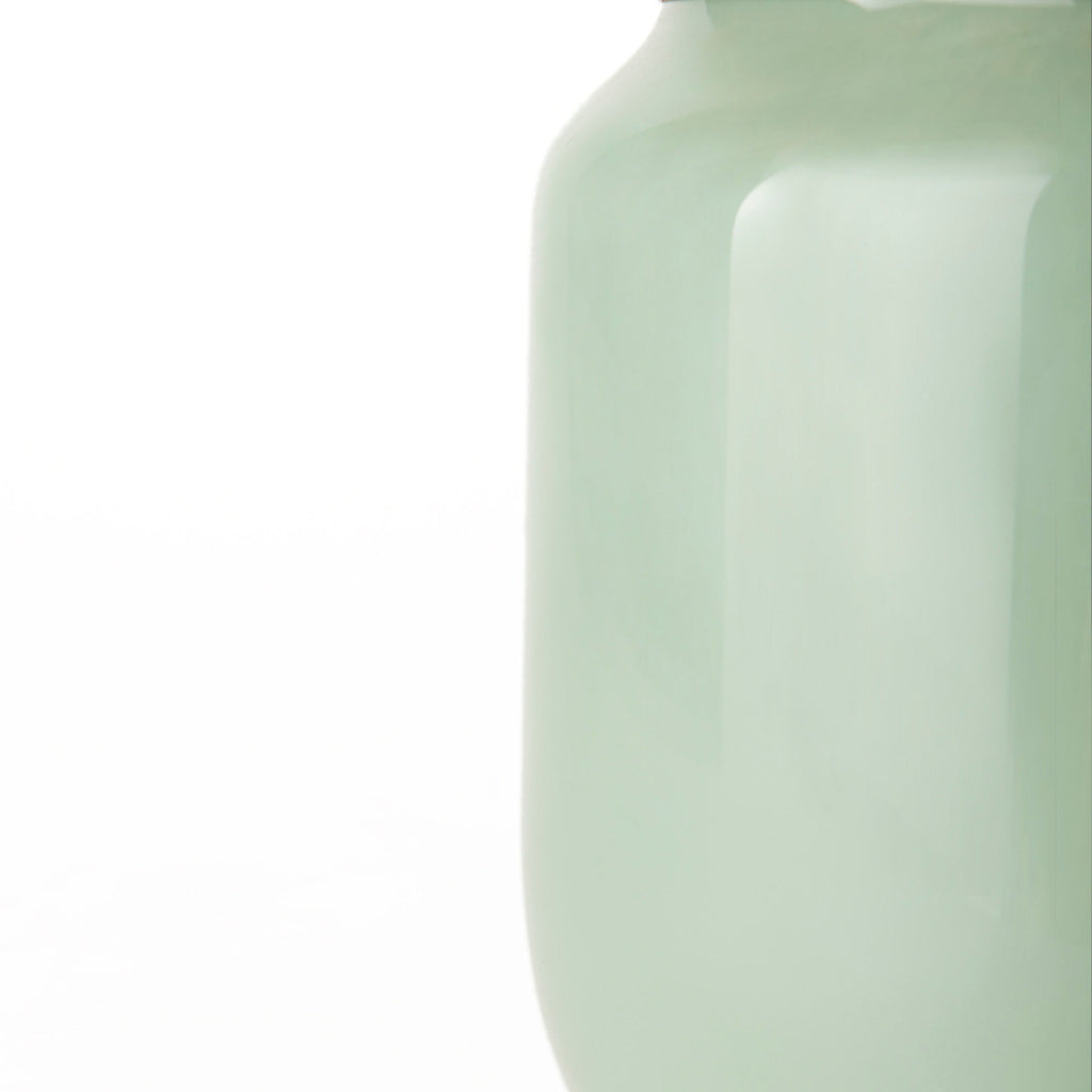 Green Glass Vase with Gold Metal Neck