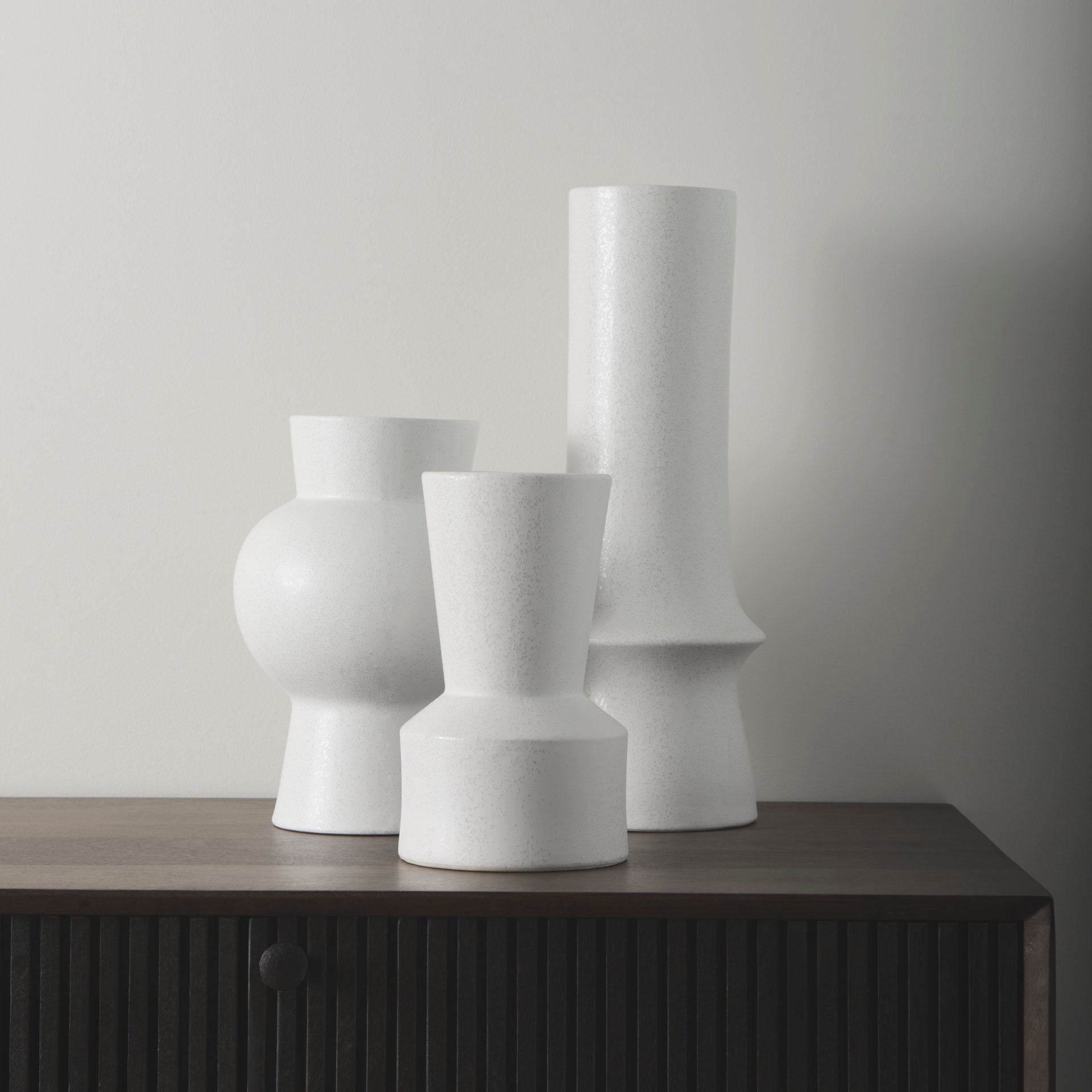 Medium Minimalist White Ceramic Vase