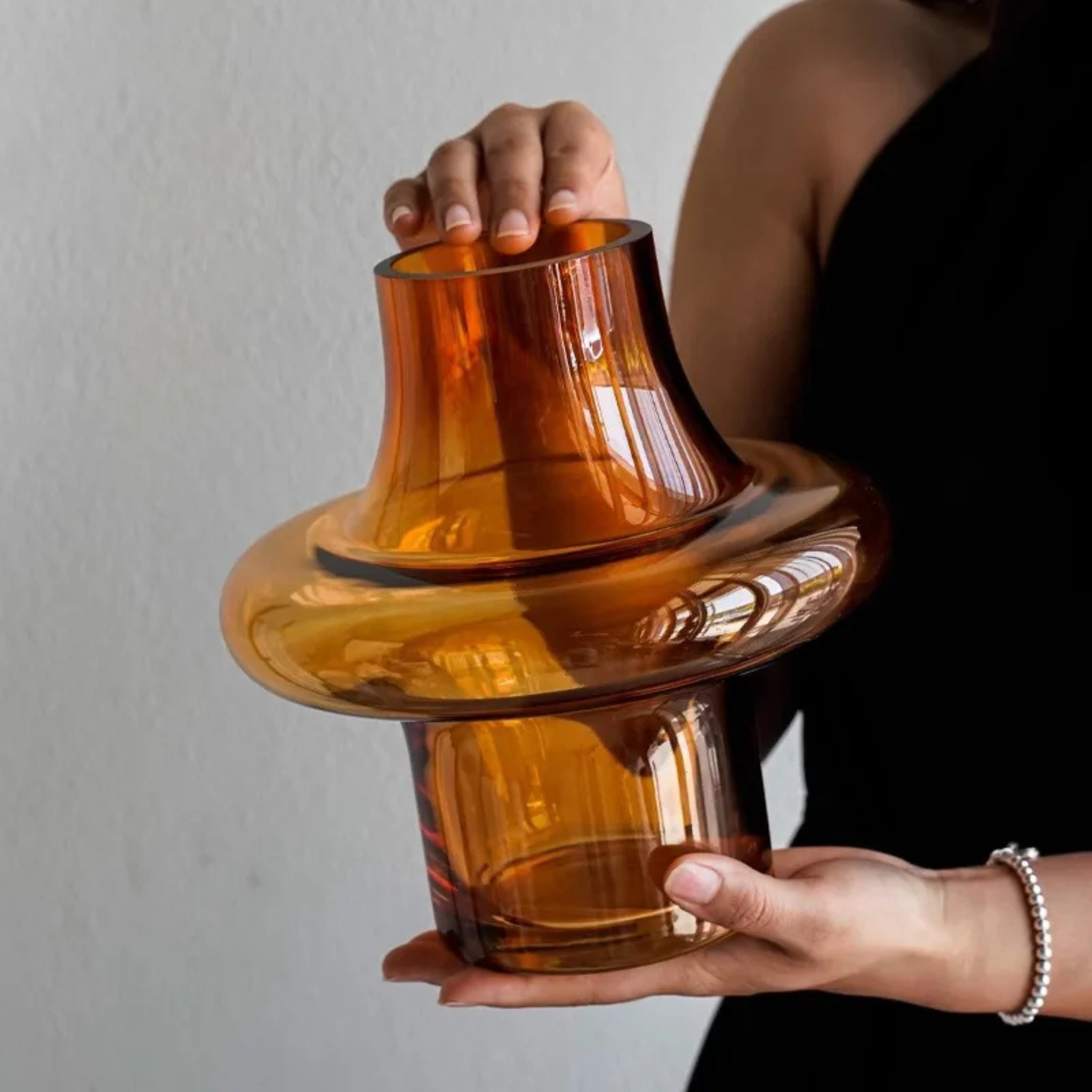 Amber Geometric Glass Vase