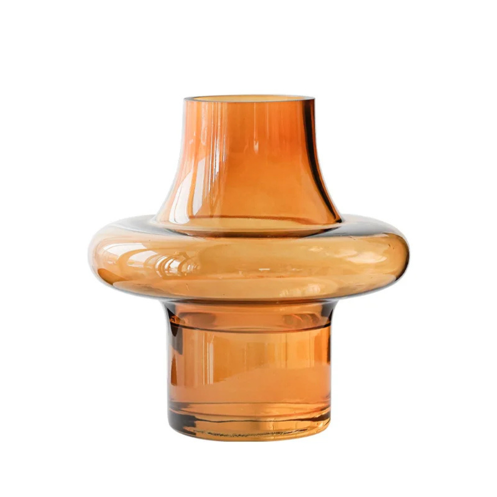 Amber Geometric Glass Vase