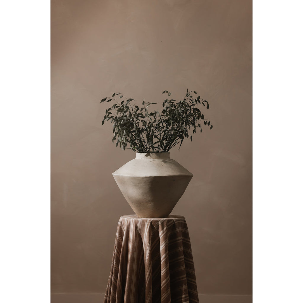 Large Beige Sculptural Decorative Vessel