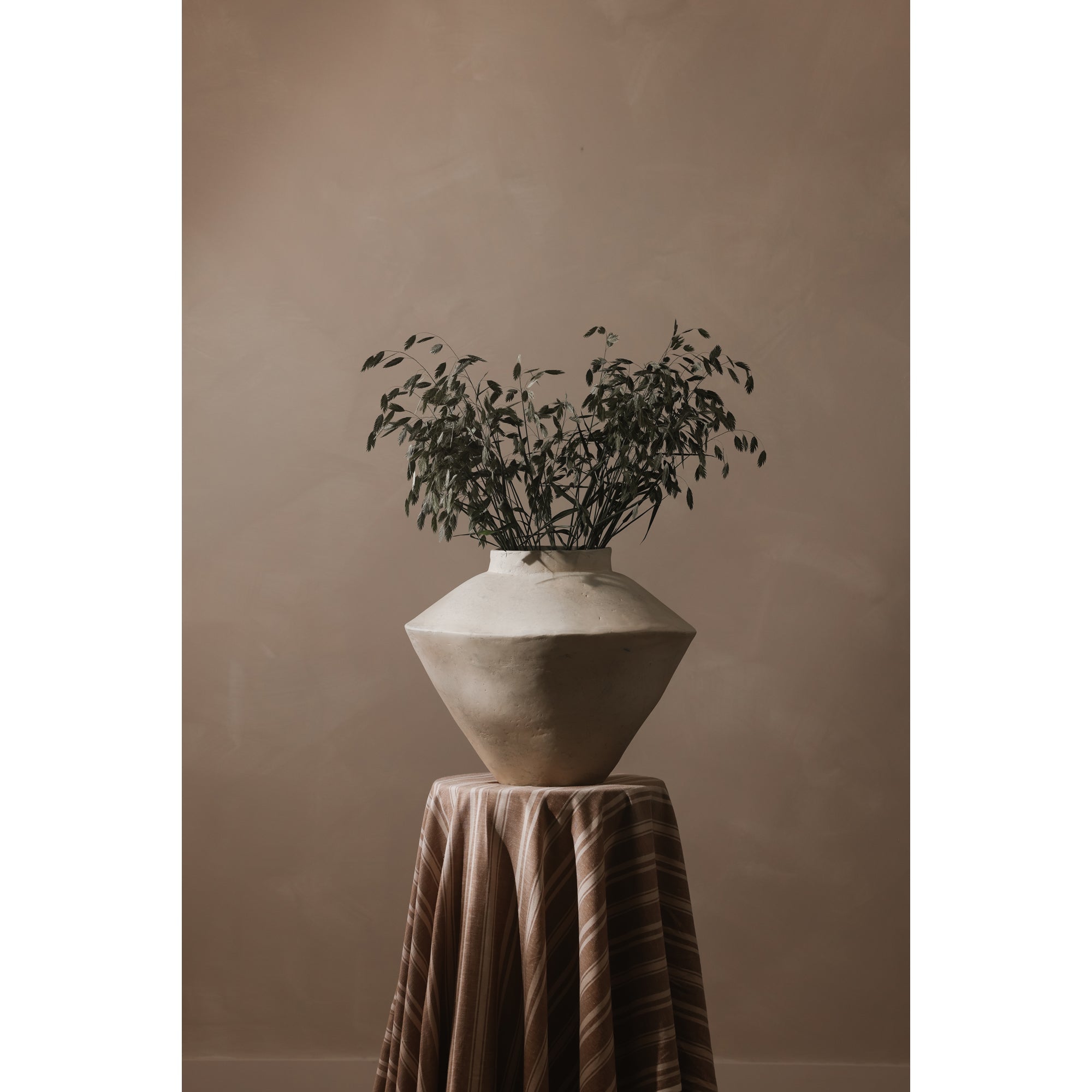 Large Beige Sculptural Decorative Vessel