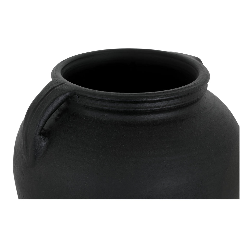 Black Terracotta Handled Vase