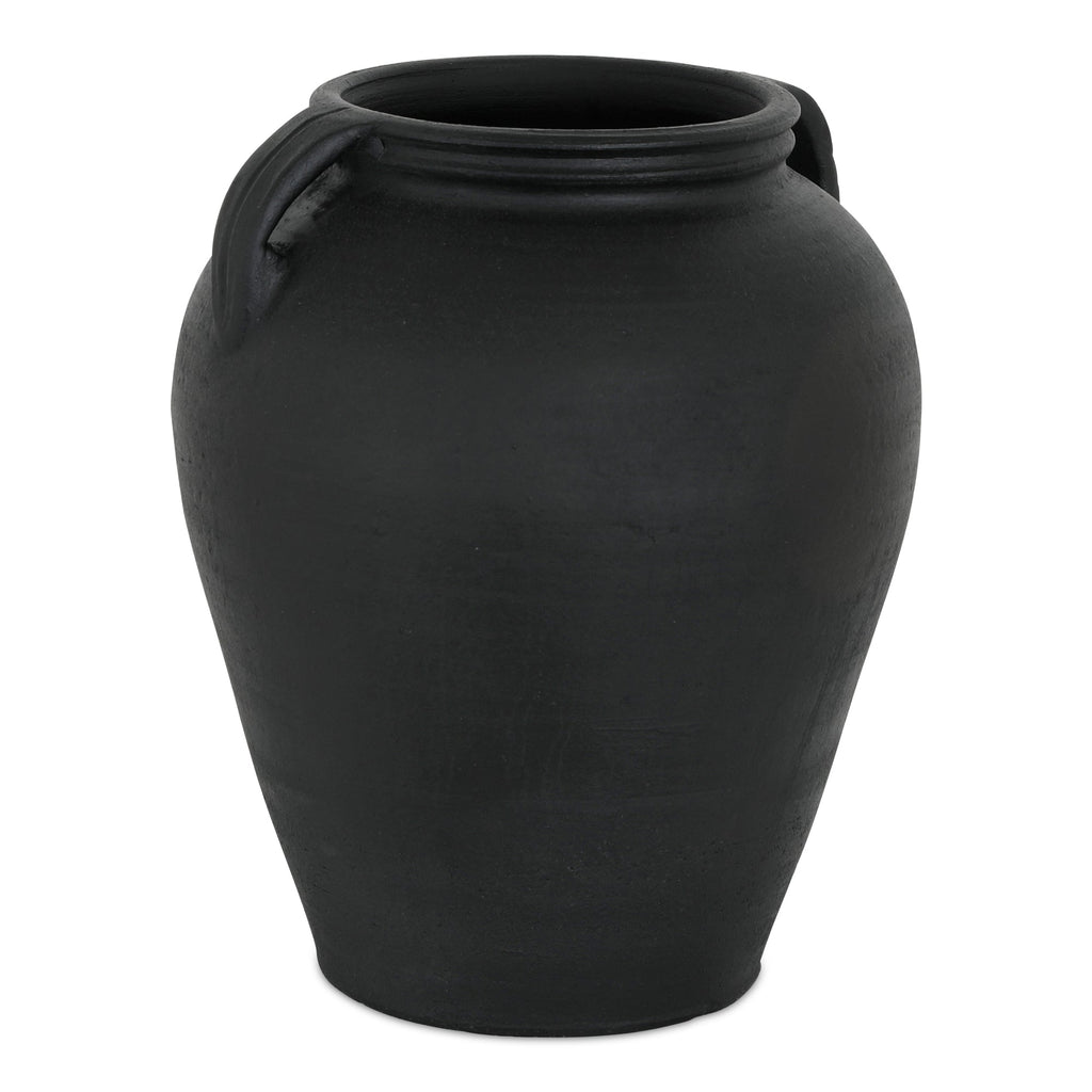 Black Terracotta Handled Vase