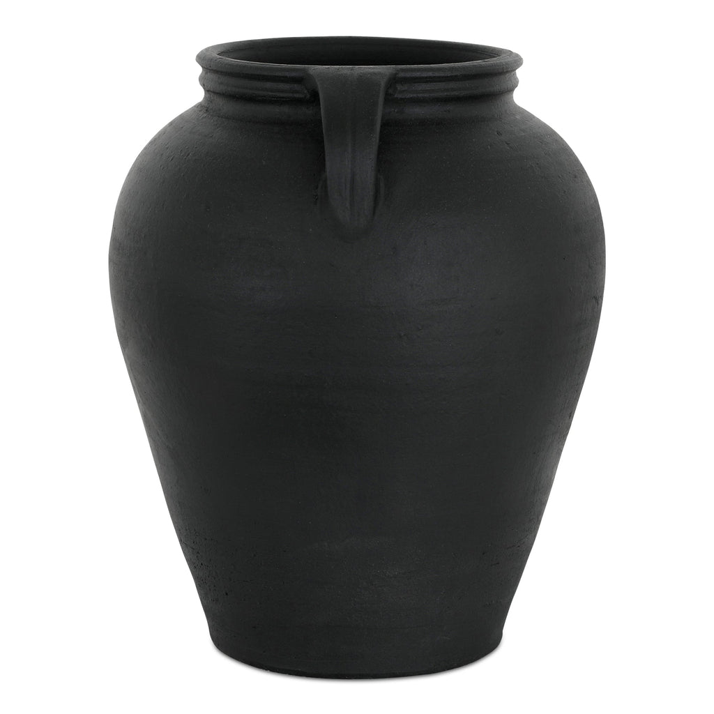 Black Terracotta Handled Vase