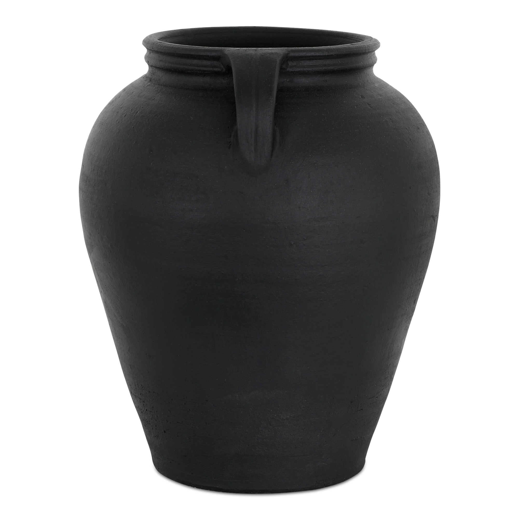Black Terracotta Handled Vase