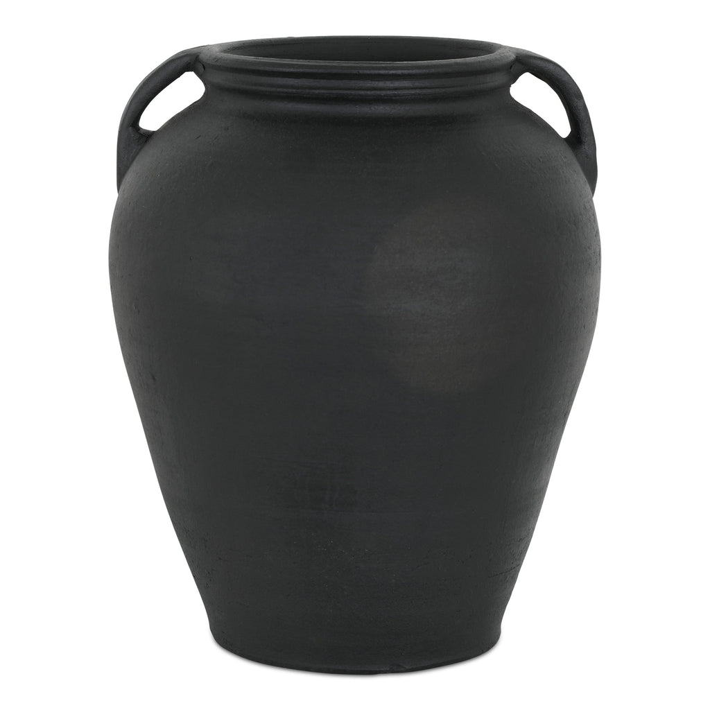Black Terracotta Handled Vase