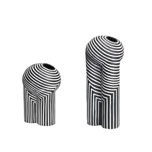 Black White Abstract Resin Vase