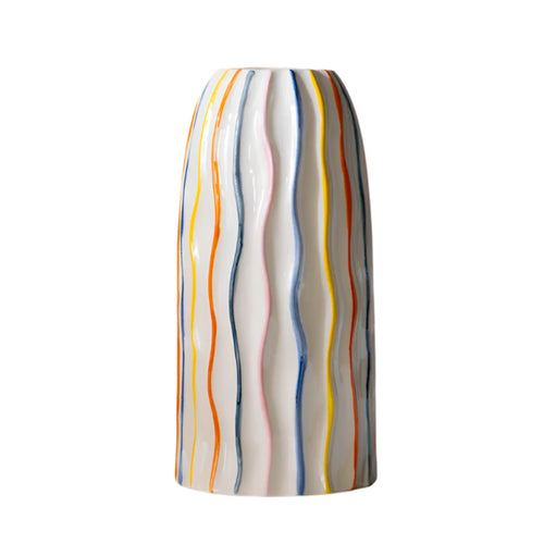 Colorful Striped Ceramic Vase