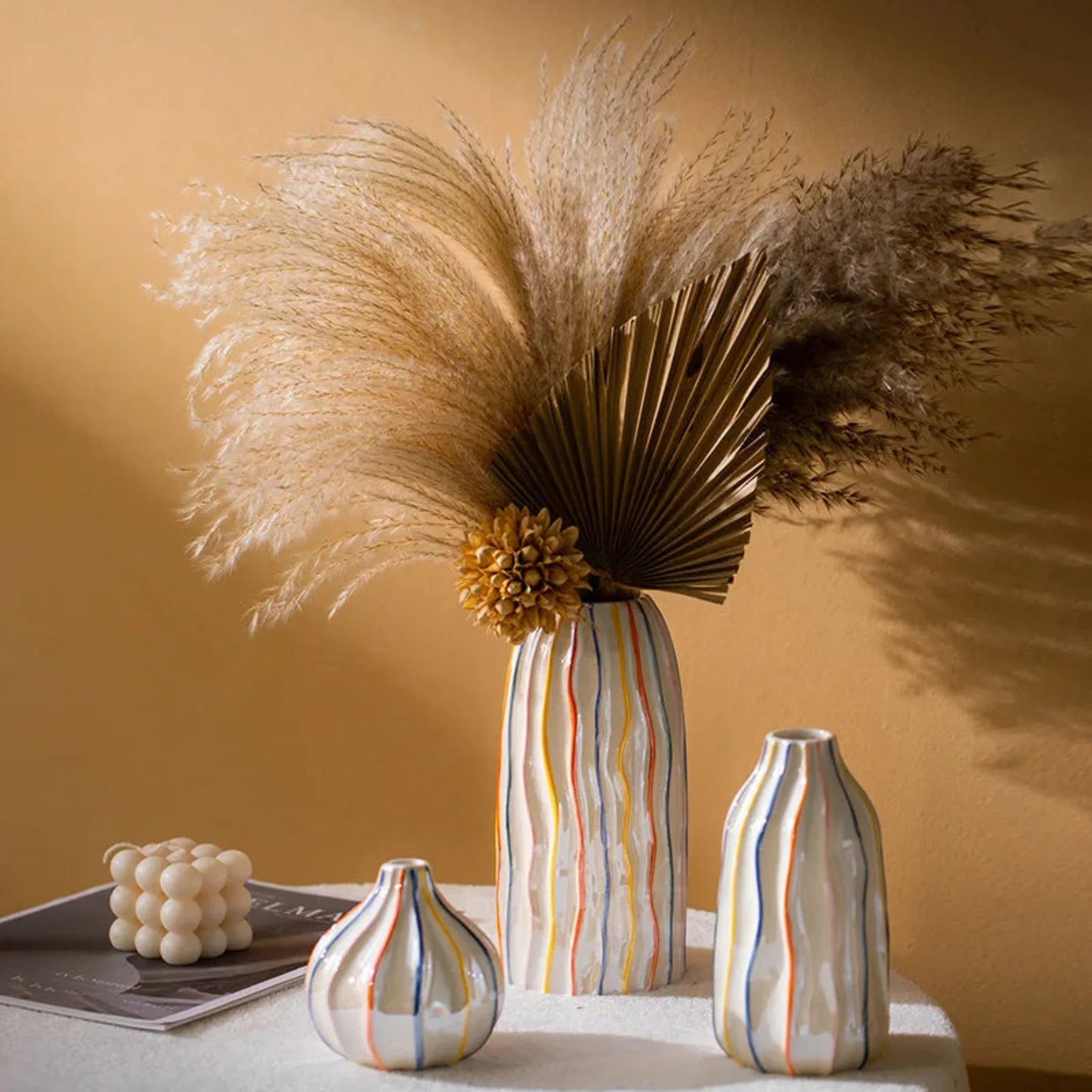 Colorful Striped Ceramic Vase