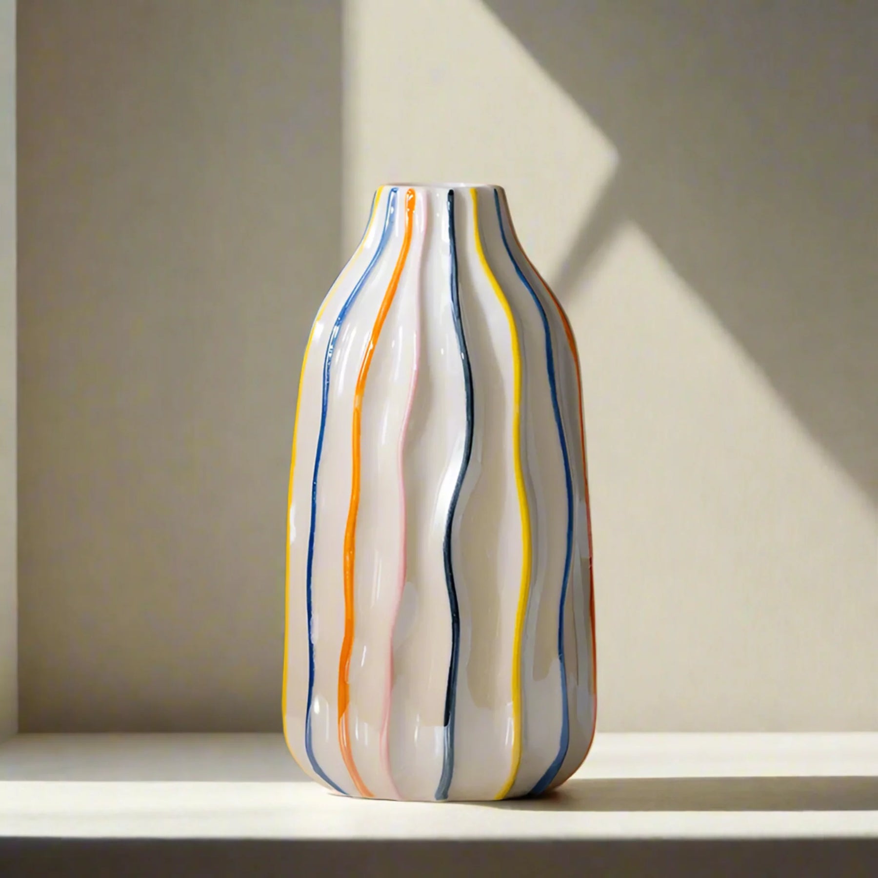Colorful Striped Ceramic Vase