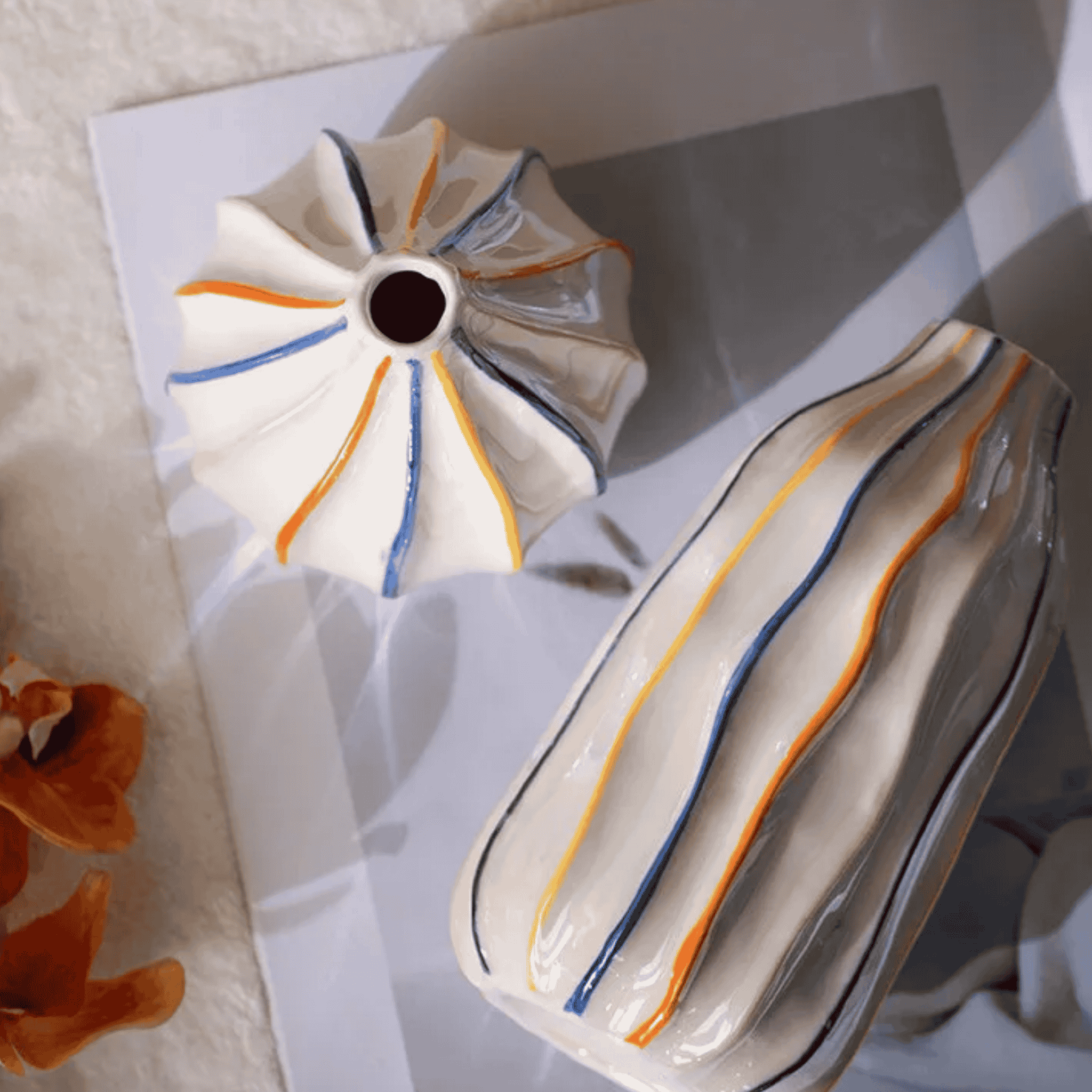 Colorful Striped Ceramic Vase
